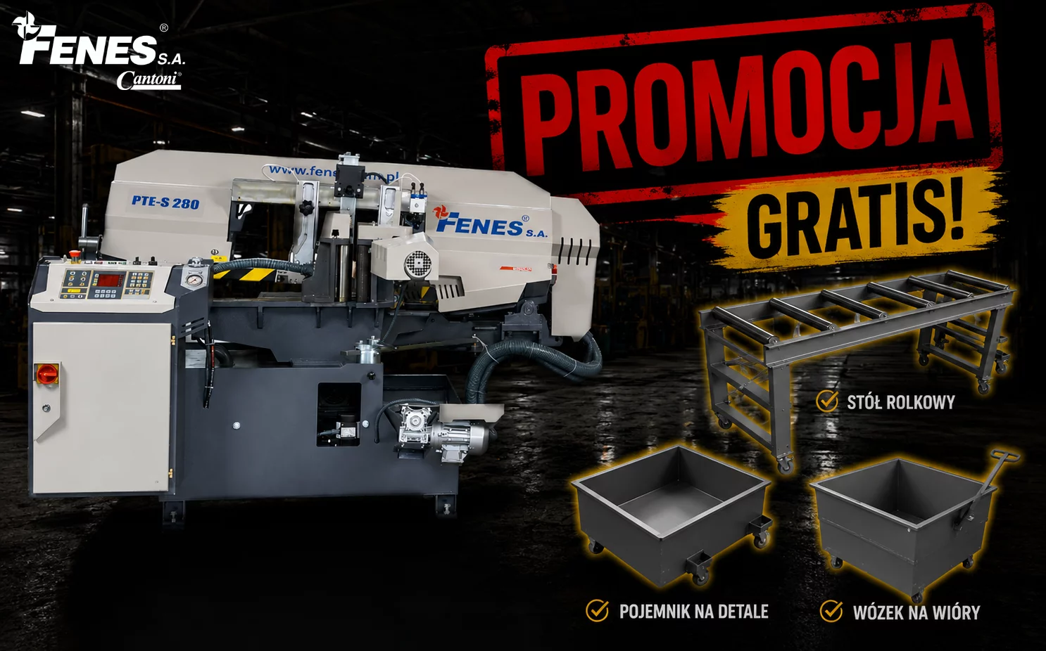Przecinarka taśmowa do metalu PTE-S 280 – automatyczna skrętna - ZESTAW