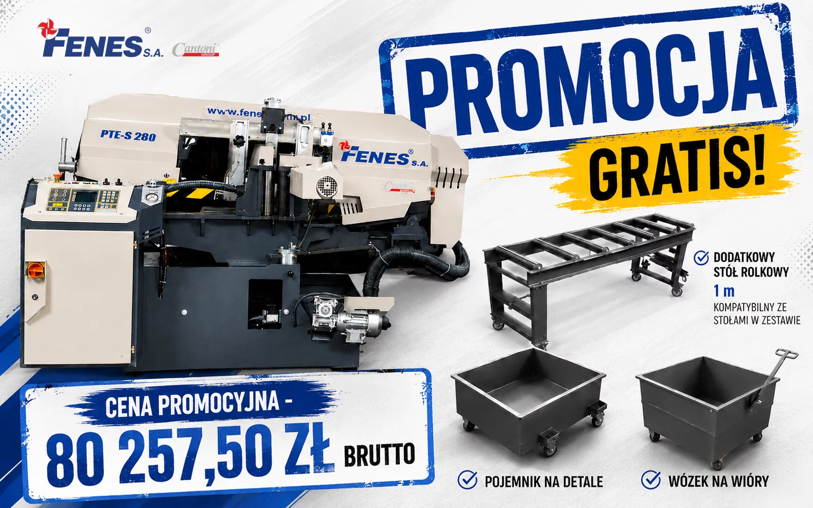 Przecinarka taśmowa do metalu PTE-S 280 – automatyczna skrętna - ZESTAW