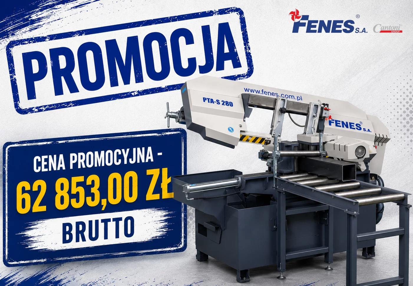 Przecinarka taśmowa do metalu PTA-S 280 – automatyczna skośna jednostronna